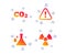 Attention radiation icons. Chemistry flask. Vector