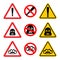 Attention Robber sign set. Stop Caution Rogue. It is forbidden B