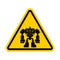 Attention Robot. Caution yellow road sign Cyborg warrior future.