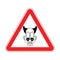 Attention scary clown. Danger circus. Red Caution road sign. Ve