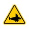 Attention Shark ! Triangular road danger sign. Caution Sharks