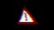 Attention sign with digital glitch effect. Attention sign. Warning caution board