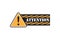 Attention sign in orange stripped rounded line frame and black inside