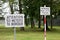 Attention sign posted at Checkpoint Alpha in East Germany