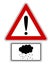 Attention sign with symbol of rain and snow
