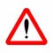 Attention sign in triangle. Red attention icon danger button and warning sign