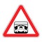 Attention Sleep. Red road sign danger. Caution guy sleeping on b