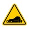Attention Sleeping bear. Caution Grizzly is sleeping. Yellow triangle road sign