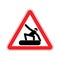 Attention Snowboarder, Skier. Warning red road sign. Caution snowboarding, Skiing