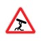 Attention Snowboarder, Skier. Warning red road sign. Caution snowboarding, Skiing