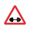 Attention sport. Sign warning of danger dumbbell. Danger road si