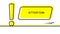 Attention symbol. Yellow exclamation mark with warning rectangle in black vector outline