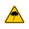 Attention Thunderstorm. Yellow prohibitory triangular road sign.