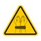 Attention Tied hands symbol of violence and bullying. Warning yellow road sign. Caution Lawlessness and torture