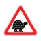 Attention Turtle. Caution tortoise red road sign. Vector illustration.