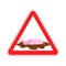 Attention unclean. warning Road sign pig in mud. Caution dirty.