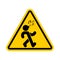 Attention Wander and whistle away. Warning yellow road sign. Caution Ferment and Walk