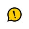 Attention warning sign exclamation mark icon in vector yellow chat bubble