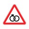 Attention Wedding sign. Caution Two rings Wedding symbol