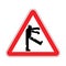 Attention Zombie. Warning red road sign. Caution Dead man monster walks