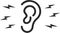 Attentively ear listen icon, attention, ear black vector icon