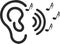 Attentively ear listen icon, attention, ear black vector icon