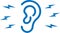 Attentively ear listen icon, attention, listen, ear blue vector icon.