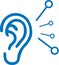 Attentively ear listen icon, listen, attention, ear blue vector icon