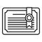 Attestation diploma icon, outline style
