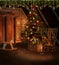 Attic with Christmas decorations