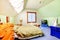 Attic large bright simple bedroom