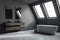 Attic luxury bathroom corner, gray close up