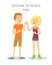 Attitude of People. Boy and Girl in Love. Vector