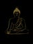 The attitude of subduing Mara of buddha golden line sketch over black background