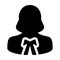 Attorney icon vector female user person profile avatar symbol for law and justice in flat color glyph pictogram