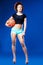 Attracting basketball player is an attractive woman