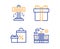 Attraction, Gift box and Shopping icons set. Hotel sign. Free fall, Present package, Gifts and sales. Travel. Vector