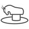 Attraction Rodeo line icon, The rides concept, mechanical bull with saddle sign on white background, amusement park bull