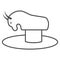 Attraction Rodeo thin line icon, The rides concept, mechanical bull with saddle sign on white background, amusement park