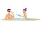 Attraction in waterpark.. Two resting in little swim pool. Man drinking a cocktail. Flat style isolated vector