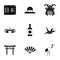 Attractions of Japan icons set, simple style