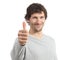 Attractive adult man agree with thumb up