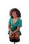 Attractive African American Woman Kneeling On Stool