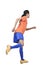 Attractive asian female football player kicking