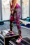 attractive athletic woman weightlifting
