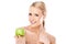 Attractive Bare Woman Holding Green Apple