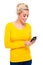 Attractive Blond Woman Looking at Cell Phone