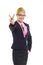 Attractive businesswoman victory sign