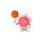 Attractive coronavirus emergency cartoon design with basketball