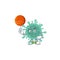 Attractive coronaviruses cartoon mascot design with basketball